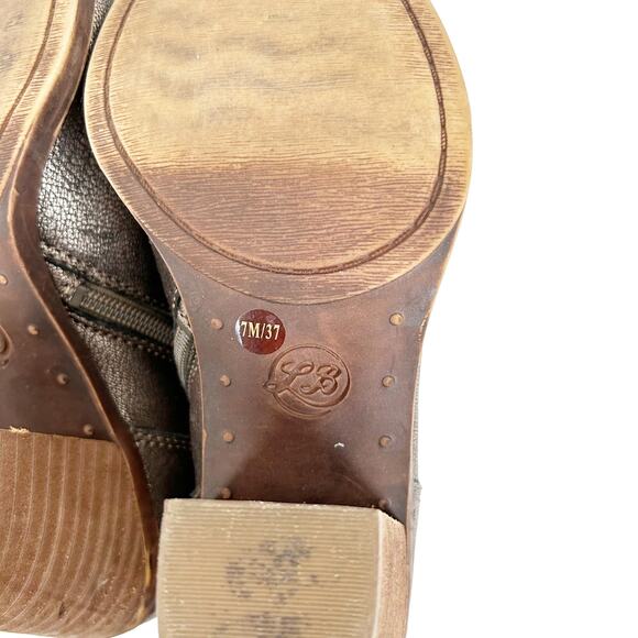 Lucky Brand Bronze Metallic Leather Booties Sz 7 - Picture 8 of 11